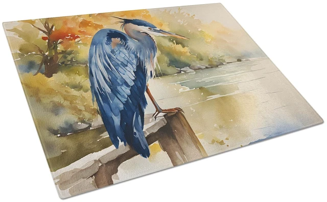 Main image of NEW Blue Heron Glass Cutting Board Decorative Tempered Glass Kitchen Cutting and Serving Board Large Size Chopping Board