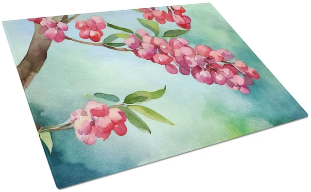 Main image of Pennsylvania Mountain Laurels in Watercolor Glass Cutting Board Decorative Tempered Glass Kitchen Cutting and Serving Board Larg