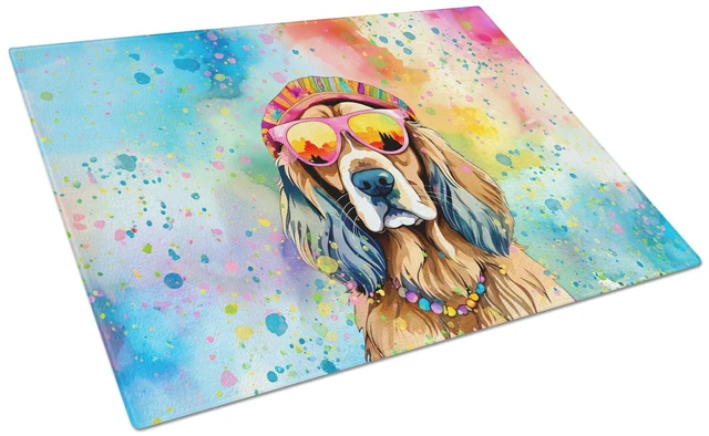 Main image of NEW Cocker Spaniel Hippie Dawg Glass Cutting Board Decorative Tempered Glass Kitchen Cutting and Serving Board Large Size Choppi
