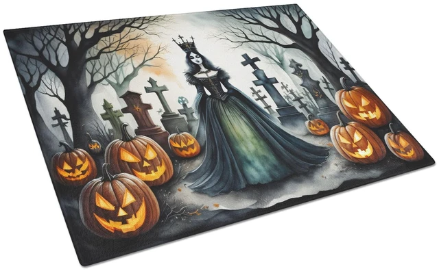 Main image of NEW Evil Queen Spooky Halloween Glass Cutting Board Decorative Tempered Glass Kitchen Cutting and Serving Board Large Size Chopp