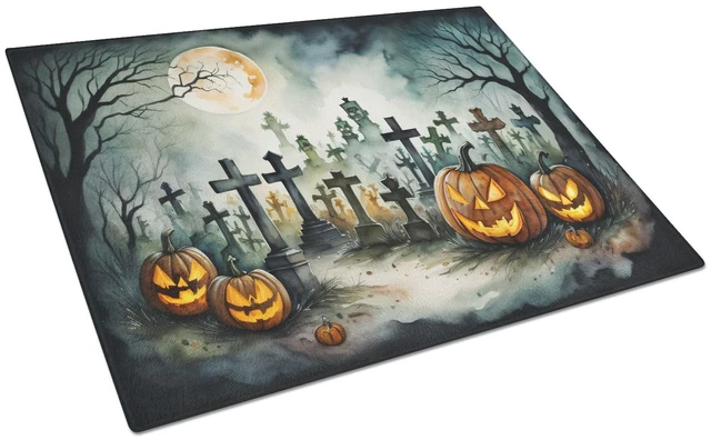 Main image of NEW Graveyard Spooky Halloween Glass Cutting Board Decorative Tempered Glass Kitchen Cutting and Serving Board Large Size Choppi
