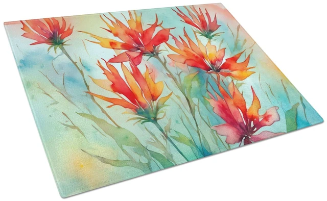 Main image of NEW Wyoming Indian Paintbrush in Watercolor Glass Cutting Board Decorative Tempered Glass Kitchen Cutting and Serving Board Larg