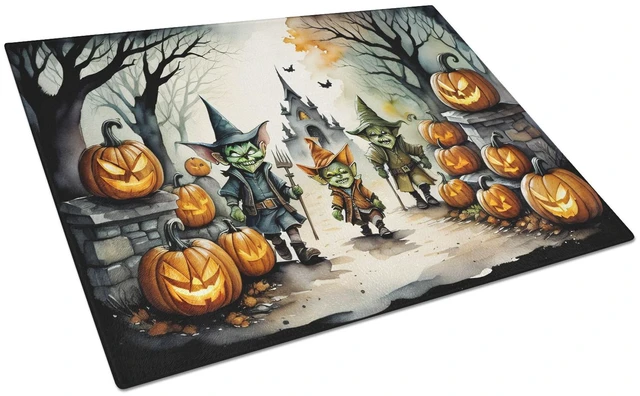 Main image of NEW Goblins Spooky Halloween Glass Cutting Board Decorative Tempered Glass Kitchen Cutting and Serving Board Large Size Chopping