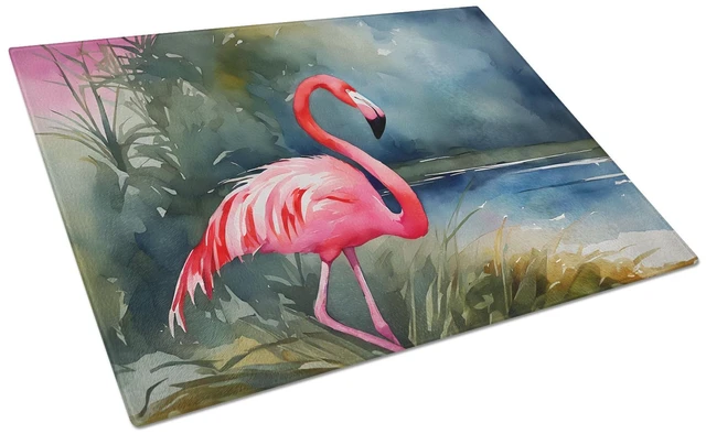Main image of NEW Flamingo Glass Cutting Board Decorative Tempered Glass Kitchen Cutting and Serving Board Large Size Chopping Board