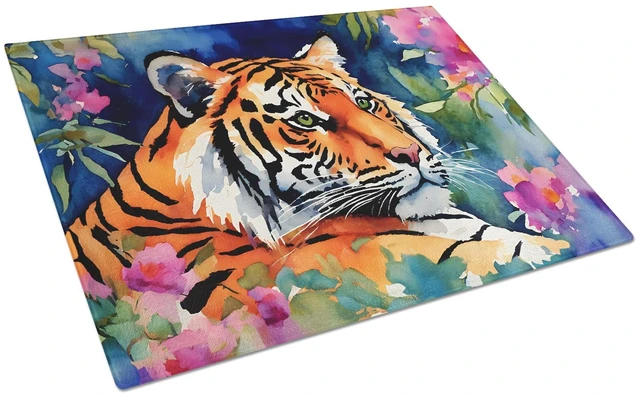 Main image of NEW Bengal Tiger Glass Cutting Board Decorative Tempered Glass Kitchen Cutting and Serving Board Large Size Chopping Board