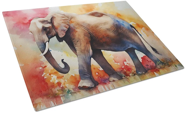 Main image of NEW Elephant Glass Cutting Board Decorative Tempered Glass Kitchen Cutting and Serving Board Large Size Chopping Board