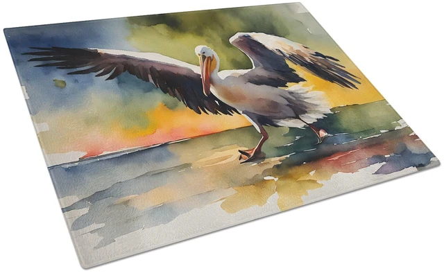 Main image of NEW Pelican Glass Cutting Board Decorative Tempered Glass Kitchen Cutting and Serving Board Large Size Chopping Board