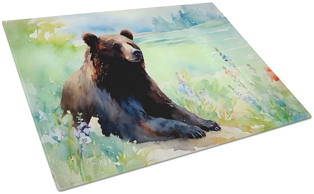 Main image of NEW American Black Bear Glass Cutting Board Decorative Tempered Glass Kitchen Cutting and Serving Board Large Size Chopping Boar