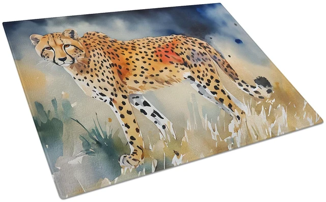Main image of NEW Cheetah Glass Cutting Board Decorative Tempered Glass Kitchen Cutting and Serving Board Large Size Chopping Board