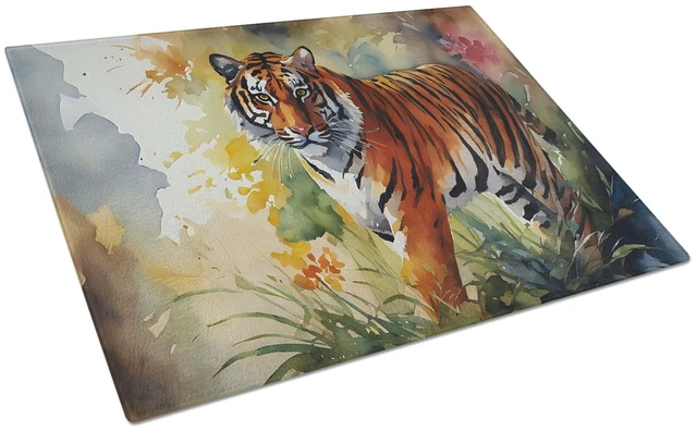 Main image of NEW Bengal Tiger Glass Cutting Board Decorative Tempered Glass Kitchen Cutting and Serving Board Large Size Chopping Board