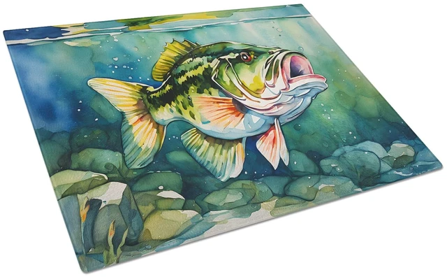 Main image of NEW Largemouth Bass Glass Cutting Board Decorative Tempered Glass Kitchen Cutting and Serving Board Large Size Chopping Board