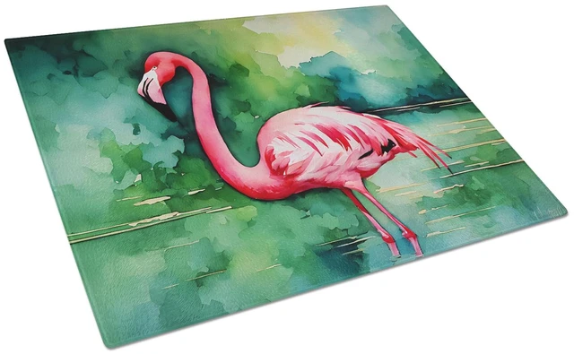 Main image of NEW Flamingo Glass Cutting Board Decorative Tempered Glass Kitchen Cutting and Serving Board Large Size Chopping Board