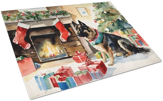 Main image of NEW Norwegian Buhund Cozy Christmas Glass Cutting Board Decorative Tempered Glass Kitchen Cutting and Serving Board Large Size C