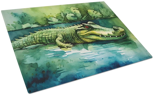 Main image of NEW Crocodile Glass Cutting Board Decorative Tempered Glass Kitchen Cutting and Serving Board Large Size Chopping Board