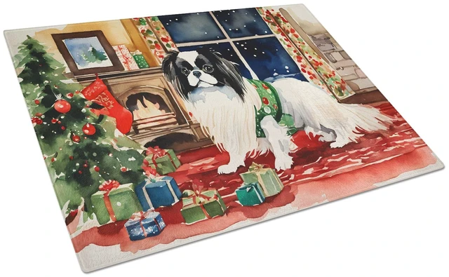 Main image of Japanese Chin Cozy Christmas Glass Cutting Board Decorative Tempered Glass Kitchen Cutting and Serving Board Large Size Chopping