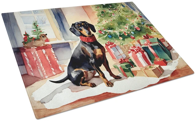 Main image of NEW Dachshund Cozy Christmas Glass Cutting Board Decorative Tempered Glass Kitchen Cutting and Serving Board Large Size Chopping