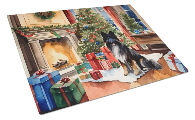 Main image of NEW Keeshond Cozy Christmas Glass Cutting Board Decorative Tempered Glass Kitchen Cutting and Serving Board Large Size Chopping