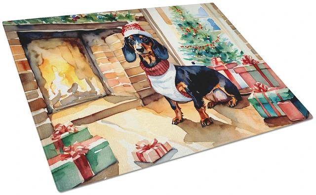 Main image of NEW Dachshund Cozy Christmas Glass Cutting Board Decorative Tempered Glass Kitchen Cutting and Serving Board Large Size Chopping
