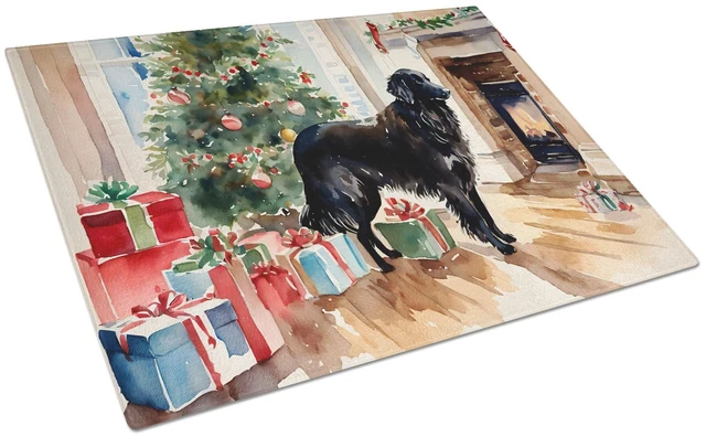 Main image of NEW FlatCoated Retriever Cozy Christmas Glass Cutting Board Decorative Tempered Glass Kitchen Cutting and Serving Board Large S