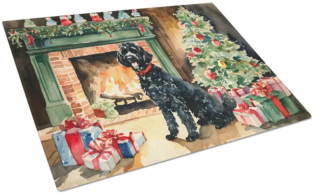 Main image of NEW Portuguese Water Dog Cozy Christmas Glass Cutting Board Decorative Tempered Glass Kitchen Cutting and Serving Board Large Si
