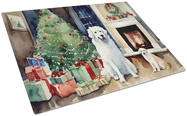 Main image of Kuvasz Cozy Christmas Glass Cutting Board Decorative Tempered Glass Kitchen Cutting and Serving Board Large Size Chopping Board