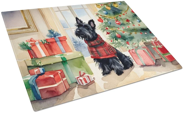 Main image of NEW Scottish Terrier Cozy Christmas Glass Cutting Board Decorative Tempered Glass Kitchen Cutting and Serving Board Large Size C