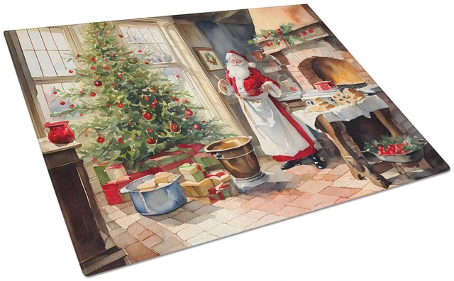 Main image of NEW Cookies with Santa Claus Glass Cutting Board Decorative Tempered Glass Kitchen Cutting and Serving Board Large Size Chopping
