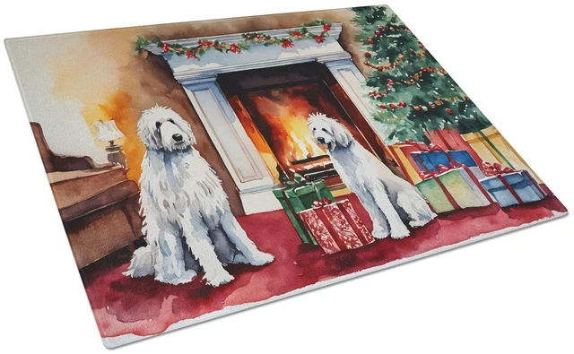 Main image of NEW Komondor Cozy Christmas Glass Cutting Board Decorative Tempered Glass Kitchen Cutting and Serving Board Large Size Chopping