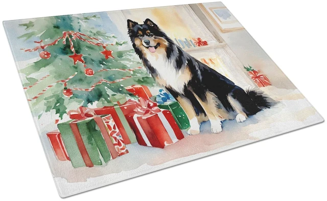 Main image of NEW Finnish Lapphund Cozy Christmas Glass Cutting Board Decorative Tempered Glass Kitchen Cutting and Serving Board Large Size C