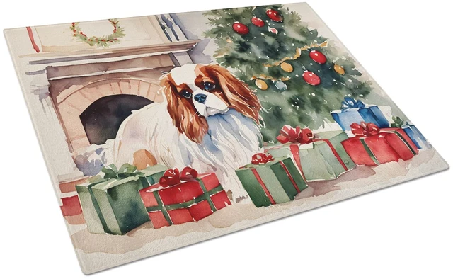 Main image of NEW Cavalier Spaniel Cozy Christmas Glass Cutting Board Decorative Tempered Glass Kitchen Cutting and Serving Board Large Size C
