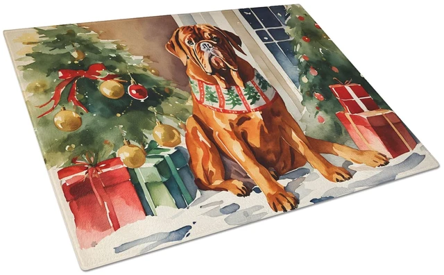 Main image of NEW Dogue de Bordeaux Cozy Christmas Glass Cutting Board Decorative Tempered Glass Kitchen Cutting and Serving Board Large Size