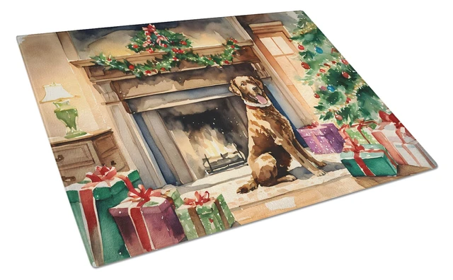 Main image of Chesapeake Bay Retriever Cozy Christmas Glass Cutting Board Decorative Tempered Glass Kitchen Cutting and Serving Board Large Si