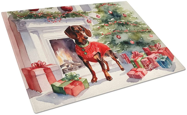 Main image of NEW Dachshund Cozy Christmas Glass Cutting Board Decorative Tempered Glass Kitchen Cutting and Serving Board Large Size Chopping