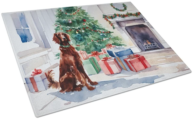 Main image of NEW Irish Setter Cozy Christmas Glass Cutting Board Decorative Tempered Glass Kitchen Cutting and Serving Board Large Size Chopp
