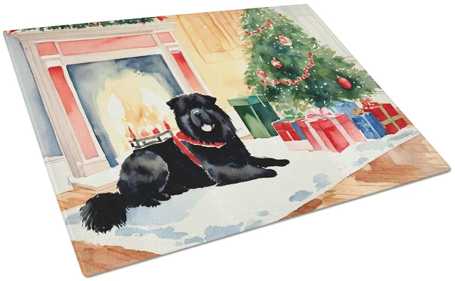 Main image of NEW Chow Chow Cozy Christmas Glass Cutting Board Decorative Tempered Glass Kitchen Cutting and Serving Board Large Size Chopping