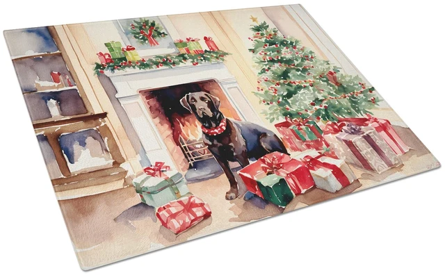 Main image of NEW Labrador Retriever Cozy Christmas Glass Cutting Board Decorative Tempered Glass Kitchen Cutting and Serving Board Large Size