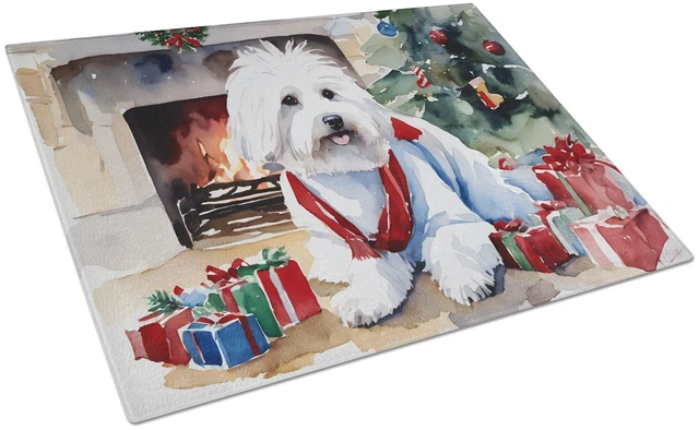 Main image of NEW Coton De Tulear Cozy Christmas Glass Cutting Board Decorative Tempered Glass Kitchen Cutting and Serving Board Large Size Ch