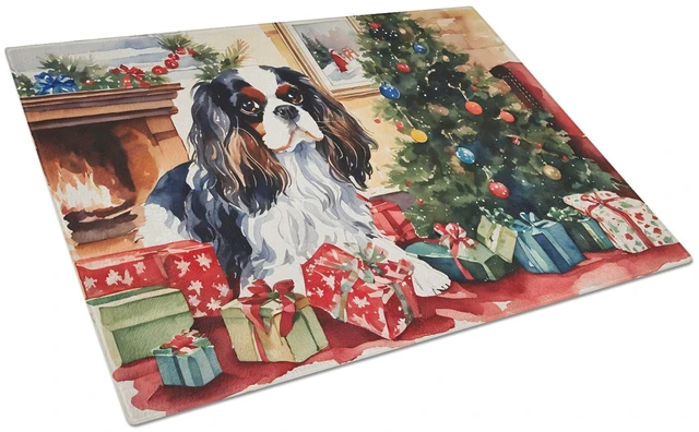 Main image of NEW Cavalier Spaniel Cozy Christmas Glass Cutting Board Decorative Tempered Glass Kitchen Cutting and Serving Board Large Size C