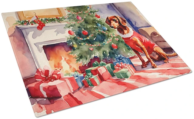Main image of NEW Dachshund Cozy Christmas Glass Cutting Board Decorative Tempered Glass Kitchen Cutting and Serving Board Large Size Chopping