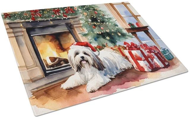 Main image of NEW Havanese Cozy Christmas Glass Cutting Board Decorative Tempered Glass Kitchen Cutting and Serving Board Large Size Chopping