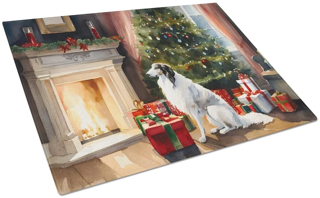 Main image of Borzoi Cozy Christmas Glass Cutting Board Decorative Tempered Glass Kitchen Cutting and Serving Board Large Size Chopping Board