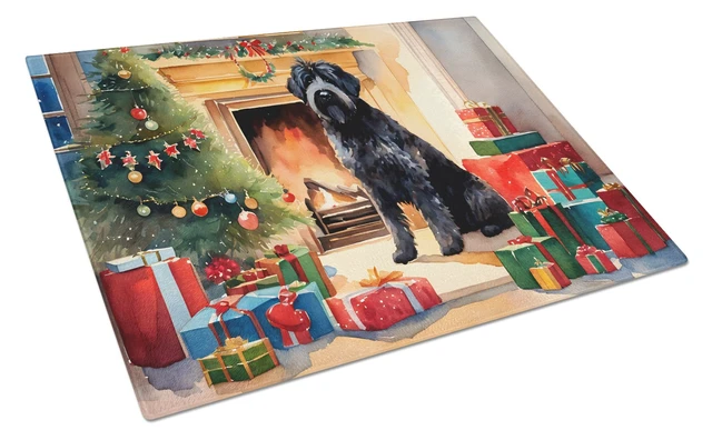 Main image of NEW Bouvier des Flandres Cozy Christmas Glass Cutting Board Decorative Tempered Glass Kitchen Cutting and Serving Board Large Si