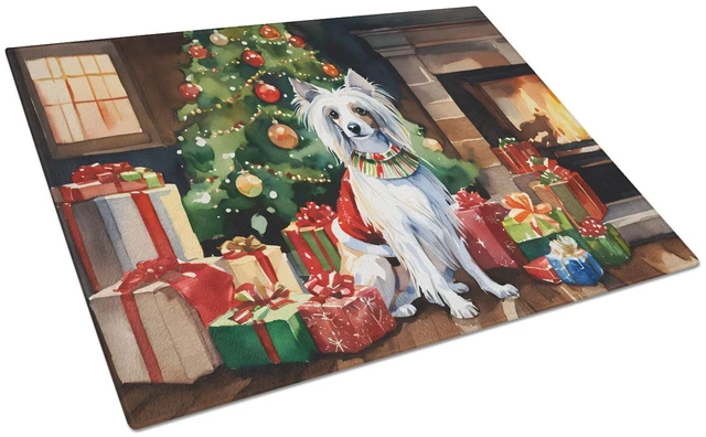 Main image of NEW Chinese Crested Cozy Christmas Glass Cutting Board Decorative Tempered Glass Kitchen Cutting and Serving Board Large Size Ch