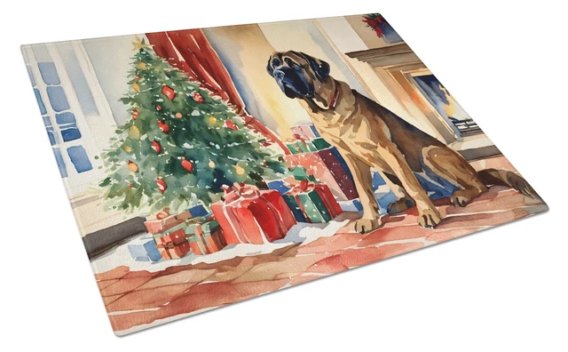 Main image of NEW Mastiff Cozy Christmas Glass Cutting Board Decorative Tempered Glass Kitchen Cutting and Serving Board Large Size Chopping B