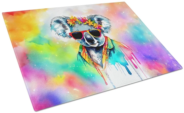 Main image of Hippie Animal Koala Glass Cutting Board Decorative Tempered Glass Kitchen Cutting and Serving Board Large Size Chopping Board