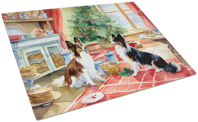 Main image of Papillon Christmas Cookies Glass Cutting Board Decorative Tempered Glass Kitchen Cutting and Serving Board Large Size Chopping B