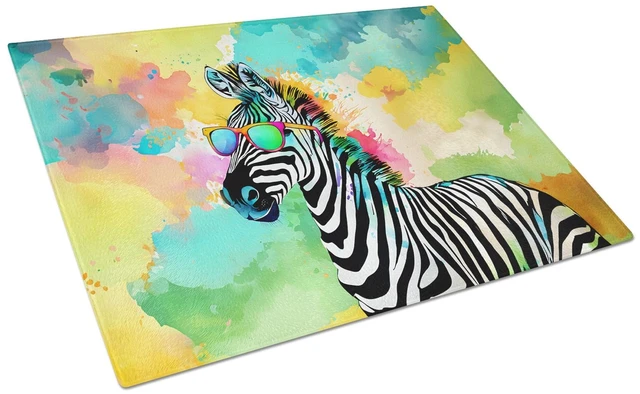 Main image of NEW Hippie Animal Zebra Glass Cutting Board Decorative Tempered Glass Kitchen Cutting and Serving Board Large Size Chopping Boar