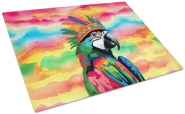 Main image of NEW Hippie Animal Parrot Glass Cutting Board Decorative Tempered Glass Kitchen Cutting and Serving Board Large Size Chopping Boa