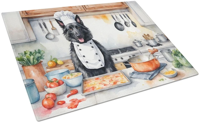 Main image of NEW Belgian Sheepdog The Chef Glass Cutting Board Decorative Tempered Glass Kitchen Cutting and Serving Board Large Size Choppin