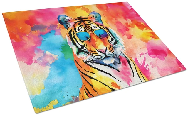 Main image of NEW Hippie Animal Bengal Tiger Glass Cutting Board Decorative Tempered Glass Kitchen Cutting and Serving Board Large Size Choppi